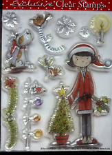 10 Clear Acrylic Stamps CHRISTMAS Tree Garland Snowflakes + more for Cardmaking