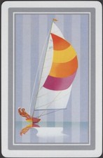 Playing Cards Single Card Old Vintage Art Deco Style SAILING YACHT BOAT DINGHY A
