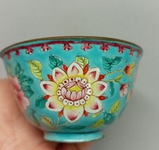 antique canton enamel tea bowl cup floral 