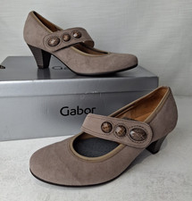 GABOR Brown Suede Shoes Size 5 Beaded Leather Taupe Court Office P4278