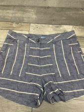 brand new ladies NEXT size 12 W32 denim blue striped linen mix summer shorts