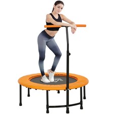 HOMCOM Mini Trampoline w/ Adjustable Handle, Orange, Refurbished
