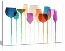 Wine Glasses Kitchen Pictures Decor Canvas Wall Art Picture Print