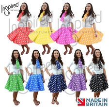 ROCK ROLL Skirt POLKA DOT 21" Length '50s GREASE LADIES FANCY DRESS COSTUME