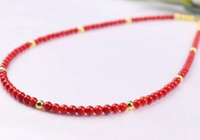 Small 4mm Red Coral Beaded