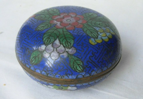 Antique blue cloisonne lidded - blue,