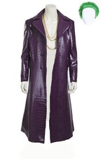 Mens Joker Clown Jared Leto Costume Purple Jacket Halloween Joker Outfit W/Wig