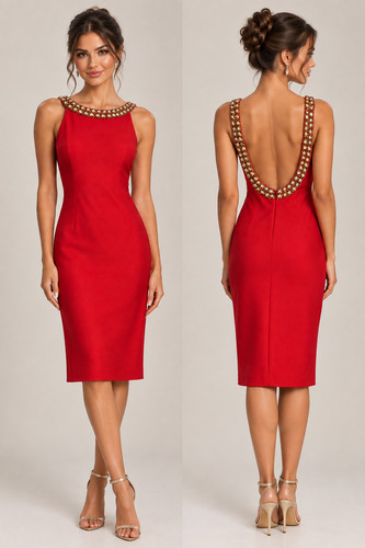 Pia michi red embellished maxi - red,