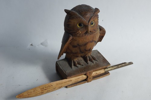 Wood carved owl - carved,