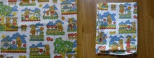 2.84 M VINTAGE TEXTRA GARDENING "TEDDY BEARS" PRINTED COTTON FURNISHING FABRIC