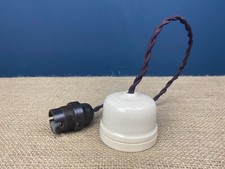 ORIGINAL VINTAGE ART DECO PORCELAIN LIGHT FITMENT & BAKELITE BULB HOLDER-1