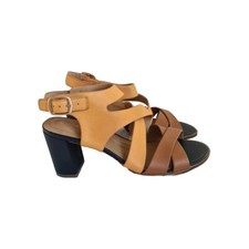 Hush Puppies "Sunrise" Womens Mango Ankle Strap Heel Leather Sandals.UK 8-US 10.