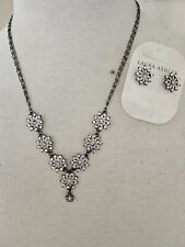 Beautiful Rhinestone Necklace & Earrings Set Very Pretty By Laura Ashley