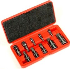 10pc Bit Socket Set XZN 12 Point MM Triple Square Spline Tamper Proof Bits