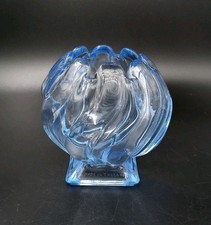 Blue Glass 'Equinox' #3061  Posy Vase Vintage Bagley, England 10.5cm Tall