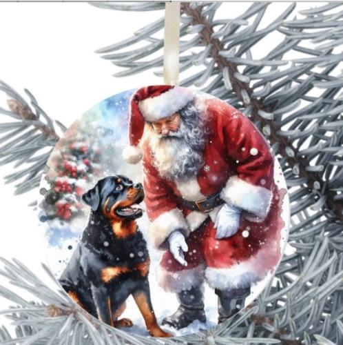 Rottweiler dog hanging bauble - hanging,