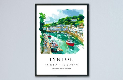 Lynton watercolor poster - lynton,