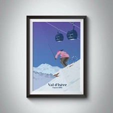 Val d'Isere Ski Resort Travel Poster - Framed - Vintage - Bucket List Prints