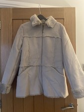 Lakeland Savannah Ladies Suede Effect Light Beige Jacket Faux Fur Lined Size 8