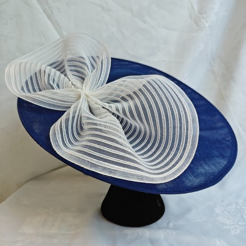 Royal blue white bow - royal, wide