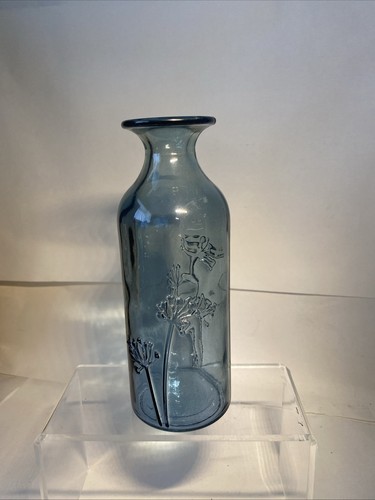 Blue glass bottle vase - blue,