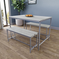 Wooden Dining Table & Chair Set 2 / 4 Seater Bench Chair Kitchen Room Furniture