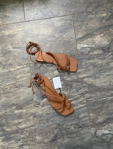 Zara brown flat tubular strap - zara,