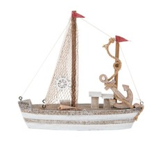 24CM RUSTIC TRAWLER SAIL BOAT ORNAMENT HOME DECOR NAUTICAL SEA THEME NEW GIFT