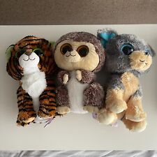 x3 TY Beanie Boos Tiger, Dog & Hedgehog