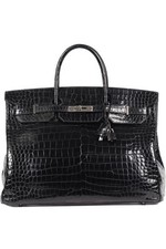 HERMÈS BLACK 2008 BIRKIN 40CM CROCODILE POROSUS BAG IN NOIR