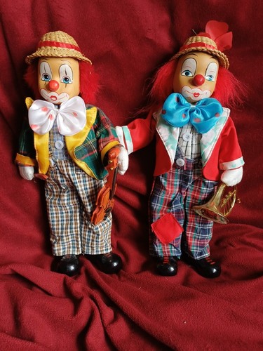 Clown dolls pair porcelain - clown,