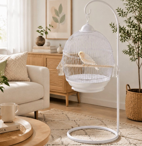 Small bird cage stand with - bird,