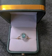 Emerald and Diamond Ring 9K Yellow Gold Natural Kagem Zambian Sze8 NEW CERTIFIED