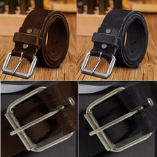 Mens Leather belts Single Prong Heavy duty 100% genuine Leather black brown Belt