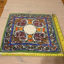 Vintage Handkerchief Top Pocket Square Hanky 1920s 30s 40s Blue Silk Crape E