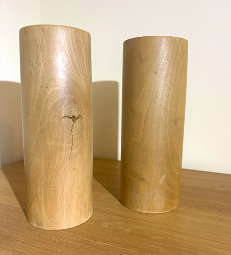 Wooden candle holders - 2x,
