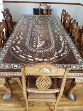 Offers accepted! Indian Handmade Wooden Elephant Inlaid 10 Seater Table &Cabinet