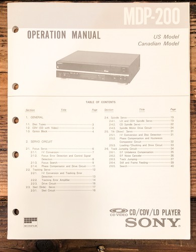 Sony mdp 200 - sony, ld