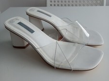 BNWT PRIMARK SIZE 4 PERSPEX FRONTS WHITE HEEL MULES