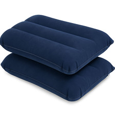 2x Inflatable Pillows Blow Up Travel Cushions Neck Rest Support Camping Flight