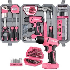 8V Pink Drill Screwdriver Cordless 57pc & Bit Set – DIY Tool Kit Hi-Spec