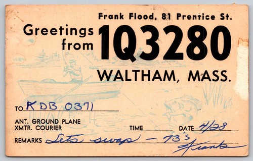 1963 waltham ham radio - waltham,, qsl