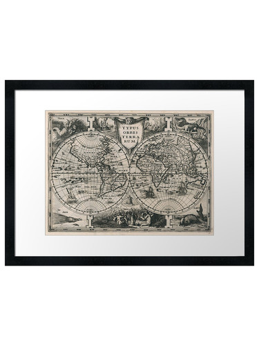 Old world map - world, framed