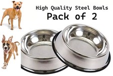 🔥2x 26cm Large Dog Bowls Non Slip Pet Puppy Stainless Steel Water Food Bowl UK