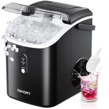 EUHOMY Nugget Ice Maker, Chewable Pellet Ice Machine with Self-Cleaning and