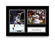 Stefan Edberg Signed A4 Photo Autograph Wimbledon Tennis Gift Display + COA