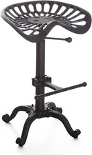 Rustic Industrial Farmhouse Tractor Seat Counter Height Adjustable Bar Stool Cas