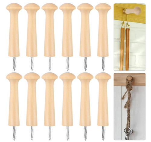 12pcs wooden shaker - peg, hooks