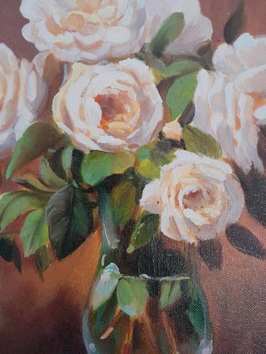 Roses oil painting 27cm - oil,