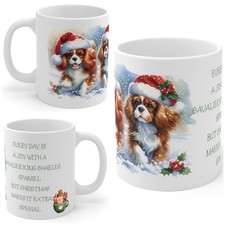 11oz Ceramic Cavalier King Charles Spaniel Christmas Mug, Cavalier mug